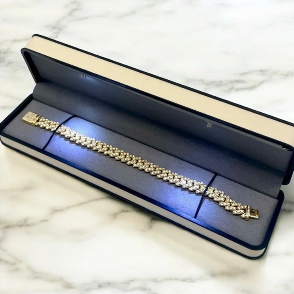 18K Gold Plated, 3.4CTW Moissanite Square Miami Cuban Bracelet